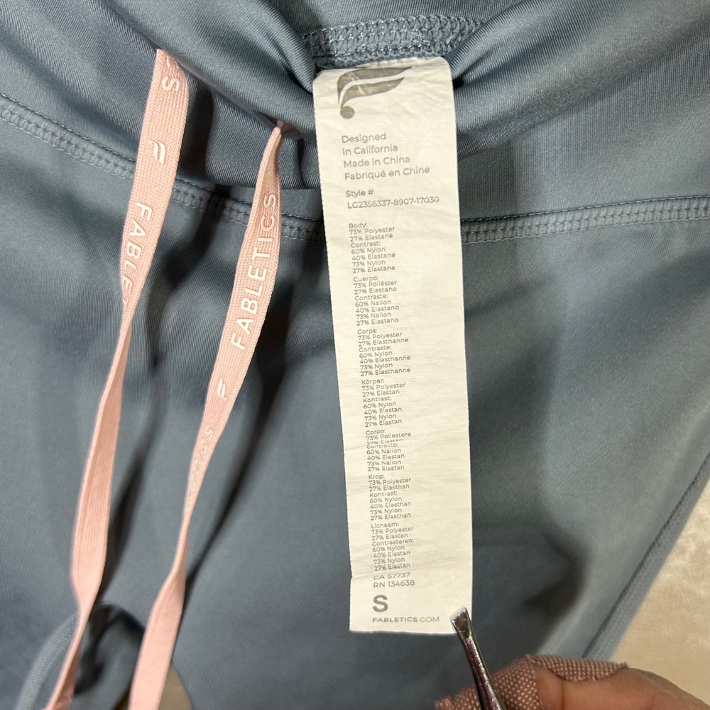 Fabletics Womens Small Gray‎ High Waisted Workout Leggings Drawstring Activewear - Picture 10 of 16